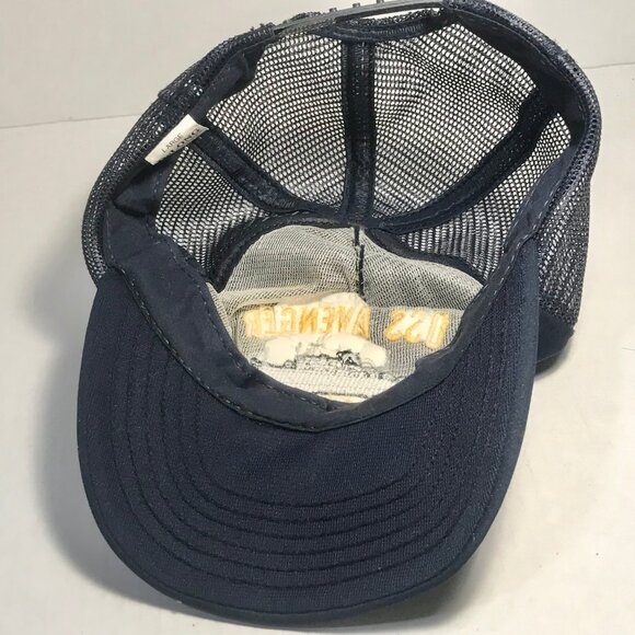 Vintage USS Avenger MCM-1 Navy Ship Snapback Hat Cap Mens Blue Large Made inUSA - Picture 7 of 14